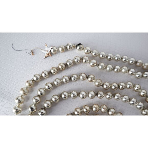 Antique 1930s Mercury Glass Christmas Silver Garland 98" Long Japan Lot D - Picture 3 of 6